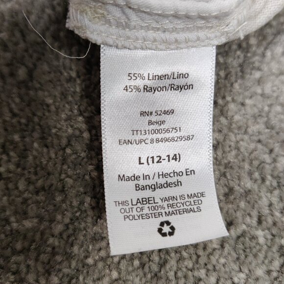 Time and Tru Women's Pants Sz L White Linen Rayon Wide Leg Drawstring Resortwear - Picture 5 of 10